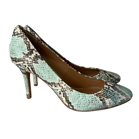 COACH NALA SNAKE GRAPHIC LEATHER HEELS size 8.5 - Picture 1 of 14